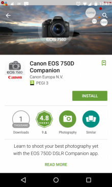 průvodce CAnon EOS pro tablet
