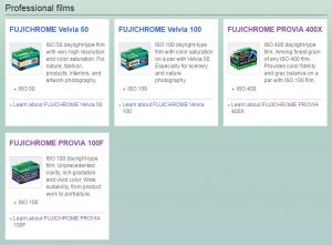 Fujifilm FujiCHROME VELVIA FUJICHROME PROVIA diapozitivní filmy